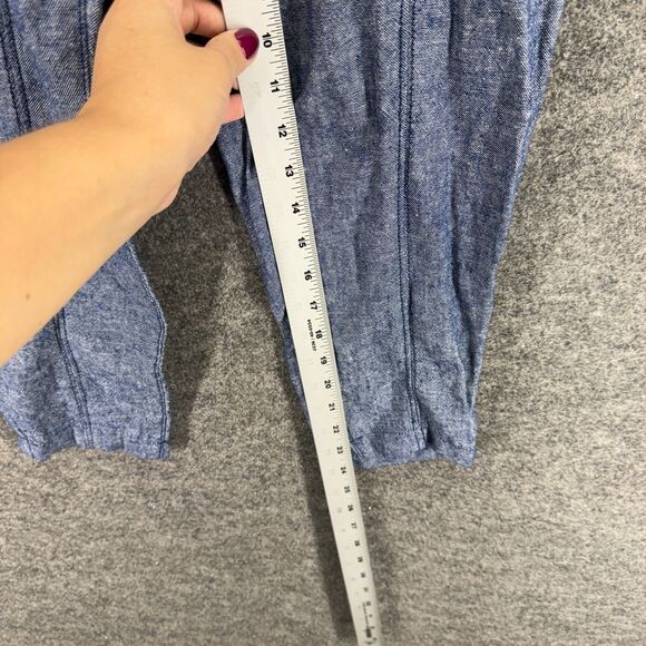 Old Navy Pants Women PXS Petite Blue Mid Rise Chino Linen Flat Front Pull On - Picture 5 of 8